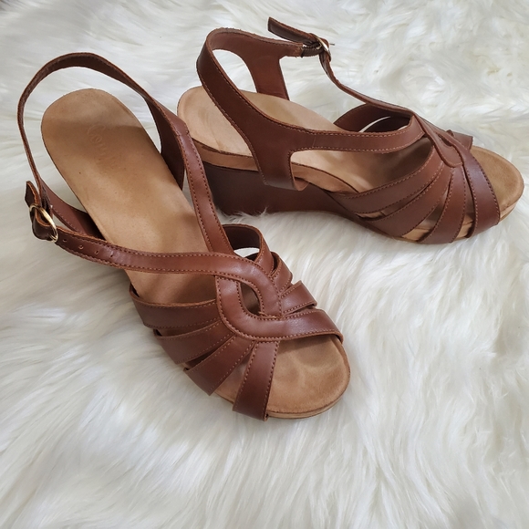 Bamboo Strappy Wedges - Picture 2 of 7
